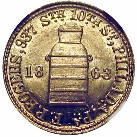 459  -  PA750P-4c  R7 NGC MS65 Philadelphia Pennsylvania Civil War token