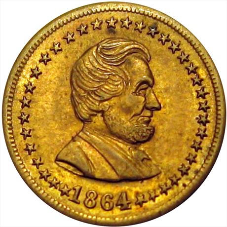61  -  128/289 b  R3  MS63 Abraham Lincoln Patriotic Civil War token