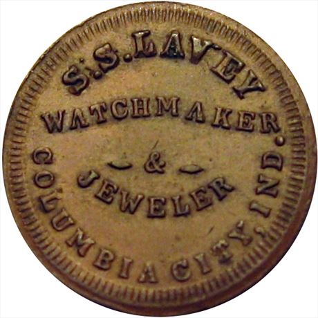 184  -  IN175E-1a  R7  AU Columbia City Indiana Civil War token