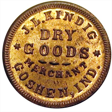 191  -  IN350C-2a  R5  MS64 Goshen Indiana Civil War token