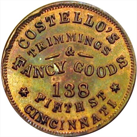 396  -  OH165AE-12a1  R8  MS62 Cincinnati Ohio Civil War token