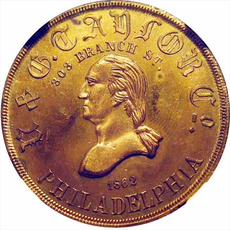 462  -  PA750V-4b  R7 NGC MS64 Philadelphia Pennsylvania Civil War token