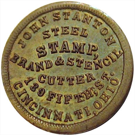 405  -  OH165FX-21b  R9  MS62 Cincinnati Ohio Civil War token