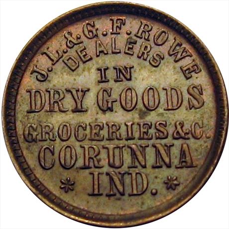 185  -  IN190D-4a  R6  MS63 Corunna Indiana Civil War token