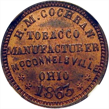 423  -  OH550A-1a  R4 NGC MS64 McConnelsville Ohio Civil War token