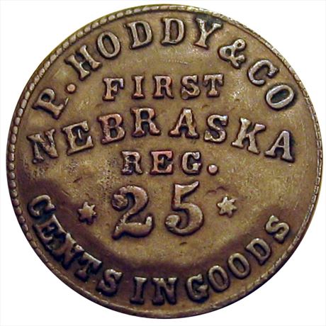 138  -  NE A-25 C  R7  EF First Nebraska Civil War Sutler token