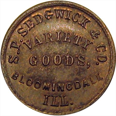 154  -  IL 65A-7a  Unlisted  MS62 Bloomingdale Illinois Civil War token