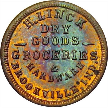 182  -  IN140A-3b  R7  MS62 Brookville Indiana Civil War token