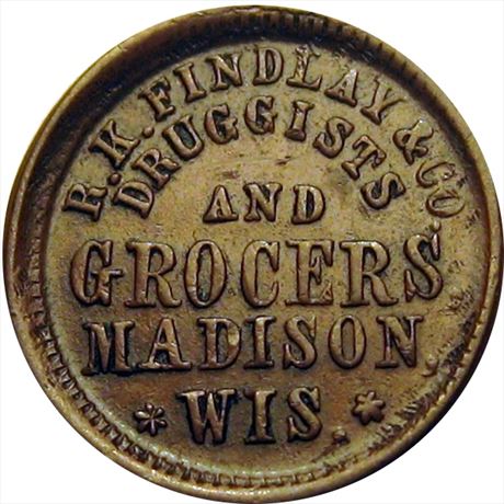 487  -  WI410C-2a  R6  EF Madison Wisconsin Civil War token