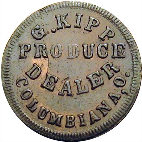 411  -  OH190B-2a1  Unlisted  EF+ Columbiana Ohio Civil War token