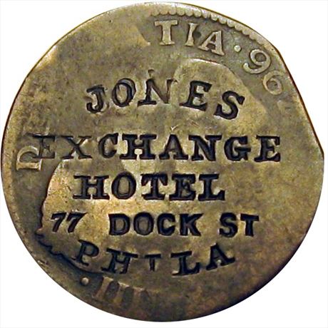 544  -  JONES / EXCHANGE / HOTEL PHILA. on 1796 Spanish Two Real