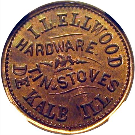 168  -  IL200A-1a  R5 NGC MS64 DeKalb Illinois Civil War token