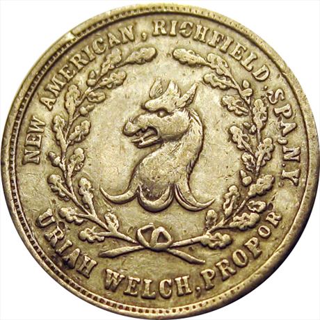 725  -  MILLER NY  945A    VF+ White Metal New York Merchant token