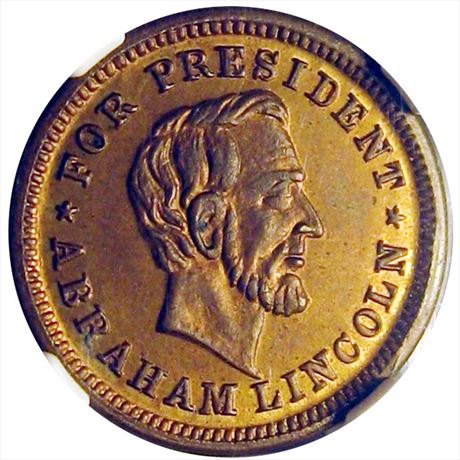 67  -  132A/149 a  R5 NGC MS64 Abraham Lincoln Patriotic Civil War token