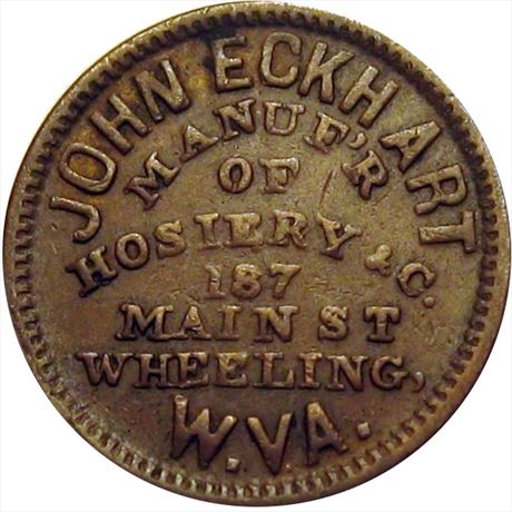 475  -  WV890B-3a  R7  VF Wheeling West Virginia Civil War token