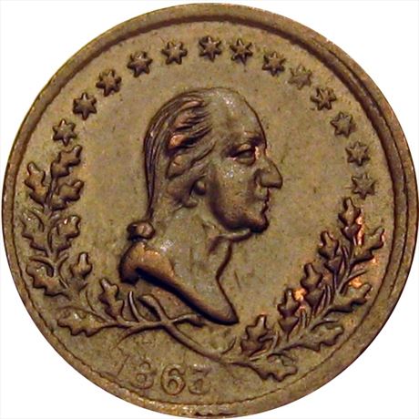55  -  119/398 a  R1  AU+ George Washington Patriotic Civil War token