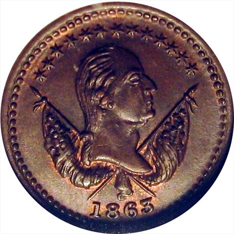 52  -  118/418 a  R2 NGC MS65 George Washington Patriotic Civil War token
