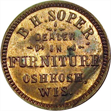 513  -  WI620N-2a  R9  MS62 Oshkosh Wisconsin Civil War token