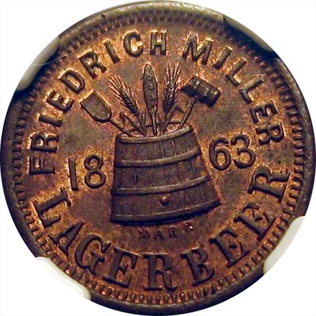 498  -  WI510AB-1a  R3 NGC MS64 Milwaukee Wisconsin Civil War token
