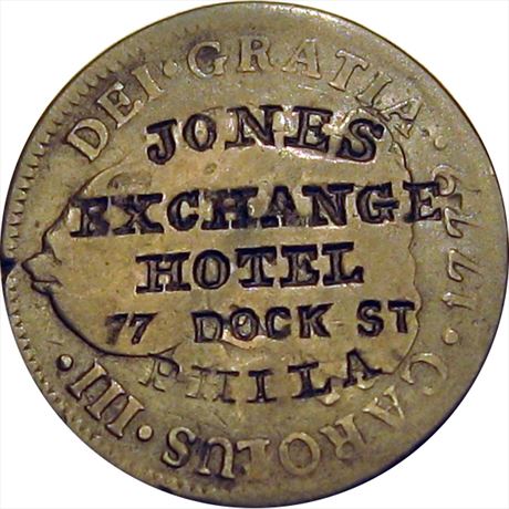 543  -  JONES / EXCHANGE / HOTEL PHILA. on 1779 Spanish Two Real