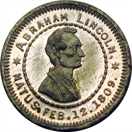 922  -  AL 1860-073    MS62 Abraham Lincoln 1860 Political Campaign oken