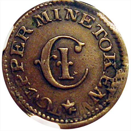 48  -  104/521 a  R9 NGC EF40 Copper Mine Patriotic Civil War token