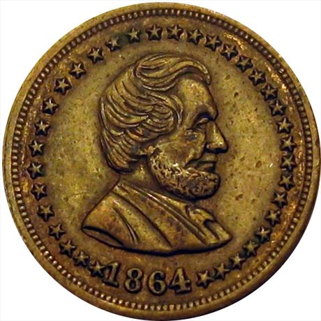62  -  128/290 b  R4  VF+  Abraham Lincoln Patriotic Civil War token