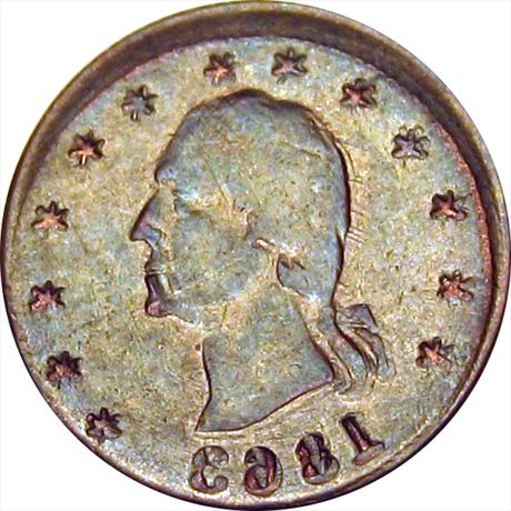 49  -  107/107 a  R8  AU Brockage Mint Error Patriotic Civil War token