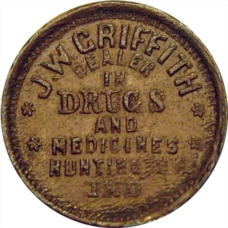 194  -  IN430E-1a  R8  EF Huntington Indiana Civil War token