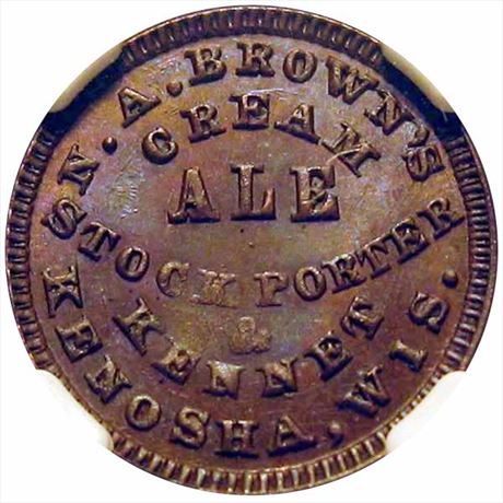 485  -  WI330A-1a  R8 NGC MS64 Kenosha Wisconsin Civil War token