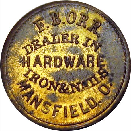 421  -  OH505B-5b  R8  MS62 Brass Mansfield Ohio Civil War token