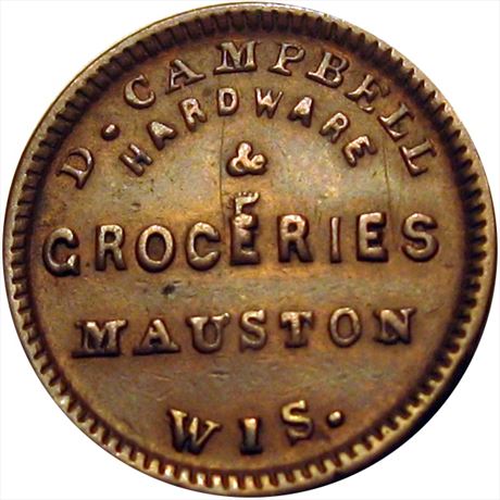 491  -  WI450A-1a  R7  EF Mauston Wisconsin Civil War token