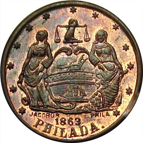 457  -  PA750M-3a  R2  MS63 Philadelphia Pennsylvania Civil War token