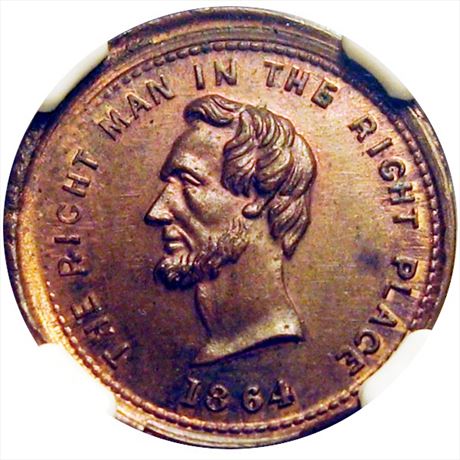 59  -  126/295 a  R5 NGC MS64 Abraham Lincoln Patriotic Civil War token