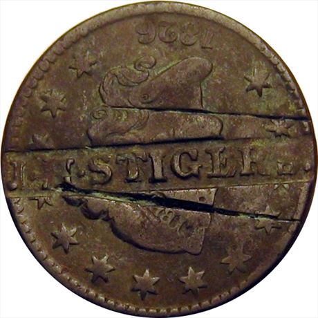 552  -  J. H. STIGERS. On the obverse of an 1826 Large Cent