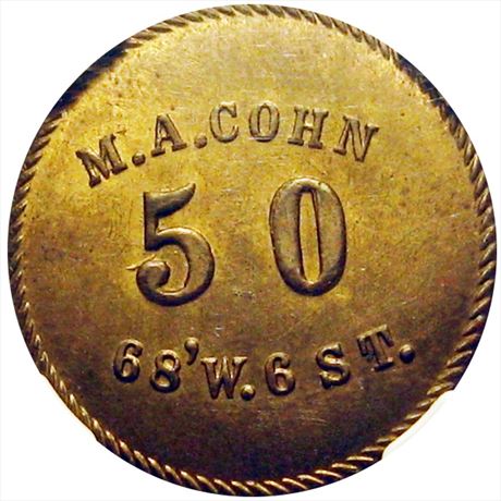 393  -  OH165 Ya-3b  Unlisted NGC MS64 Very Rare Cincinnati Ohio Civil War token