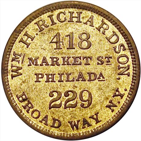 844  -  MILLER PA 421B    MS62 Philadelphia Pennsylvania Merchant token