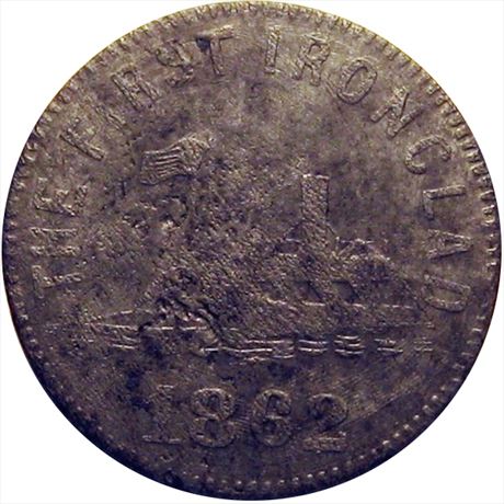 121  -  498/499 Iron  R8  EF Merrimac Patriotic Civil War token