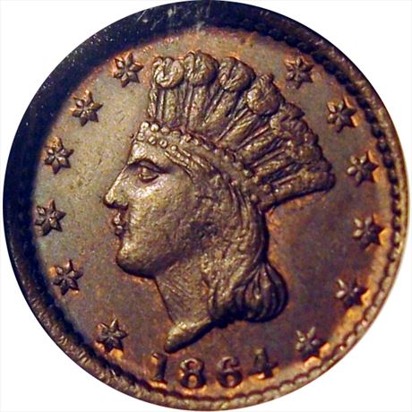 34  -   55/162 a  R1 NGC MS64  Patriotic Civil War token