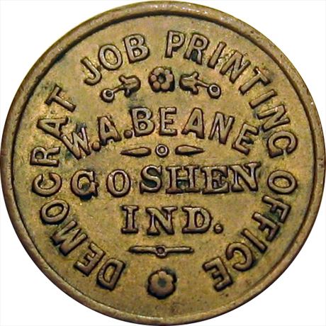 190  -  IN350A-1a  R7  EF Goshen Indiana Civil War token