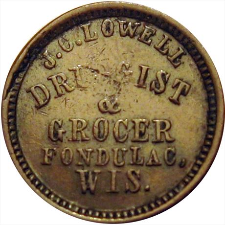 480  -  WI220F-1a  R5  VF+ Fond du Lac Wisconsin Civil War token