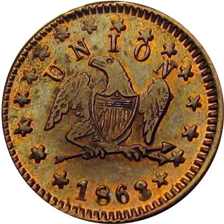 28  -  155/431 a  R4  MS63  Patriotic Civil War token