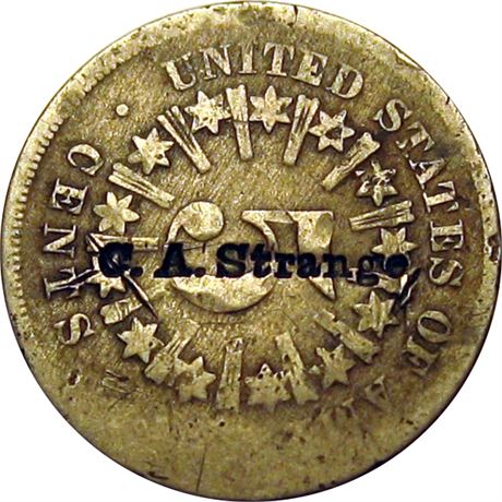 402  -  C. A. Strange on 1866 Shield Nickel Bangor Maine