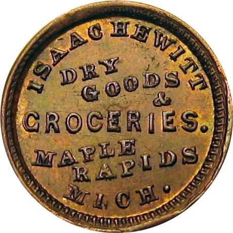 158  -  MI595A-1a  R9  AU+ Details Maple Rapids Michigan Civil War Store Card