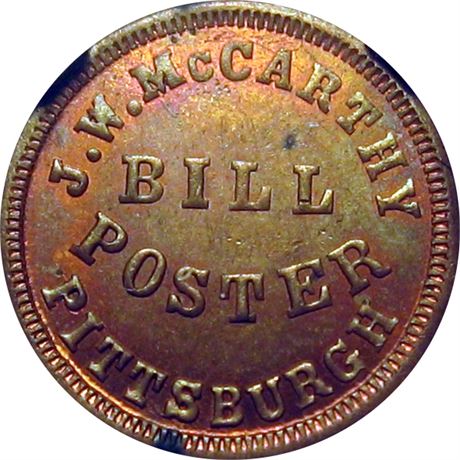 335  -  PA765K-3a  Unlisted NGC MS64 BN Pittsburgh PA Civil War Store Card