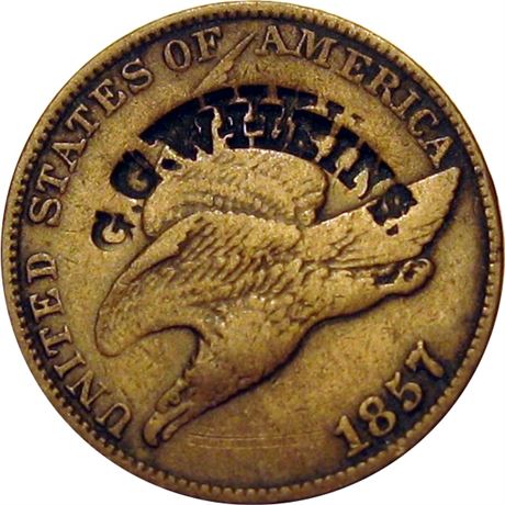 408  -  DR. G. G. WILKINS on 1857 Flying Eagle Cent Pittsfield New Hampshire