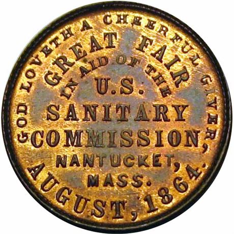 121  -  MA530A-1a  R5  MS64 Nantucket Massachusetts Civil War Store Card