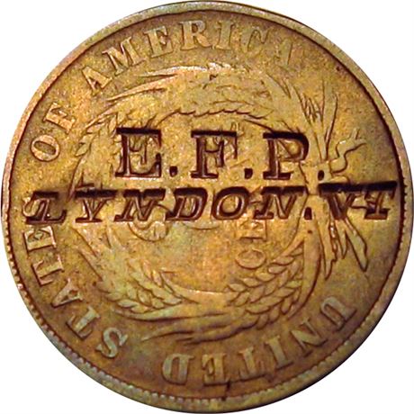 380  -  E. F. P. / LYNDON. VT on the obverse of an 1866 Two Cent piece