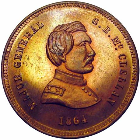 701  -  GMcC 1864-19   MS63 George McClellan Political Campaign token