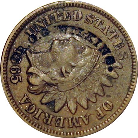 409  -  DR. G. G. WILKINS on 1865 Indian Head Cent Pittsfield New Hampshire